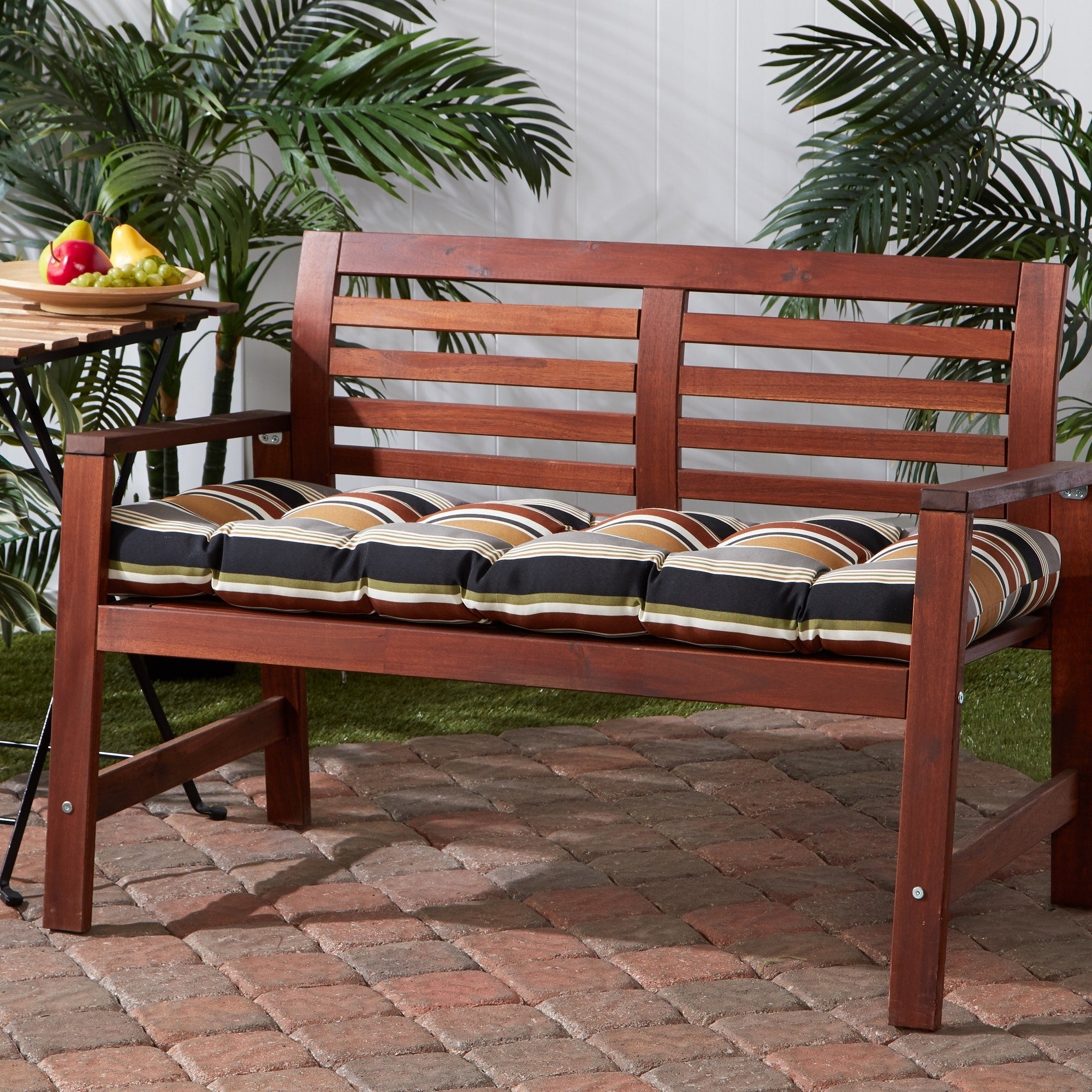 Brick Stripe 18 Inch X 51 Inch Outdoor Bench Cushion