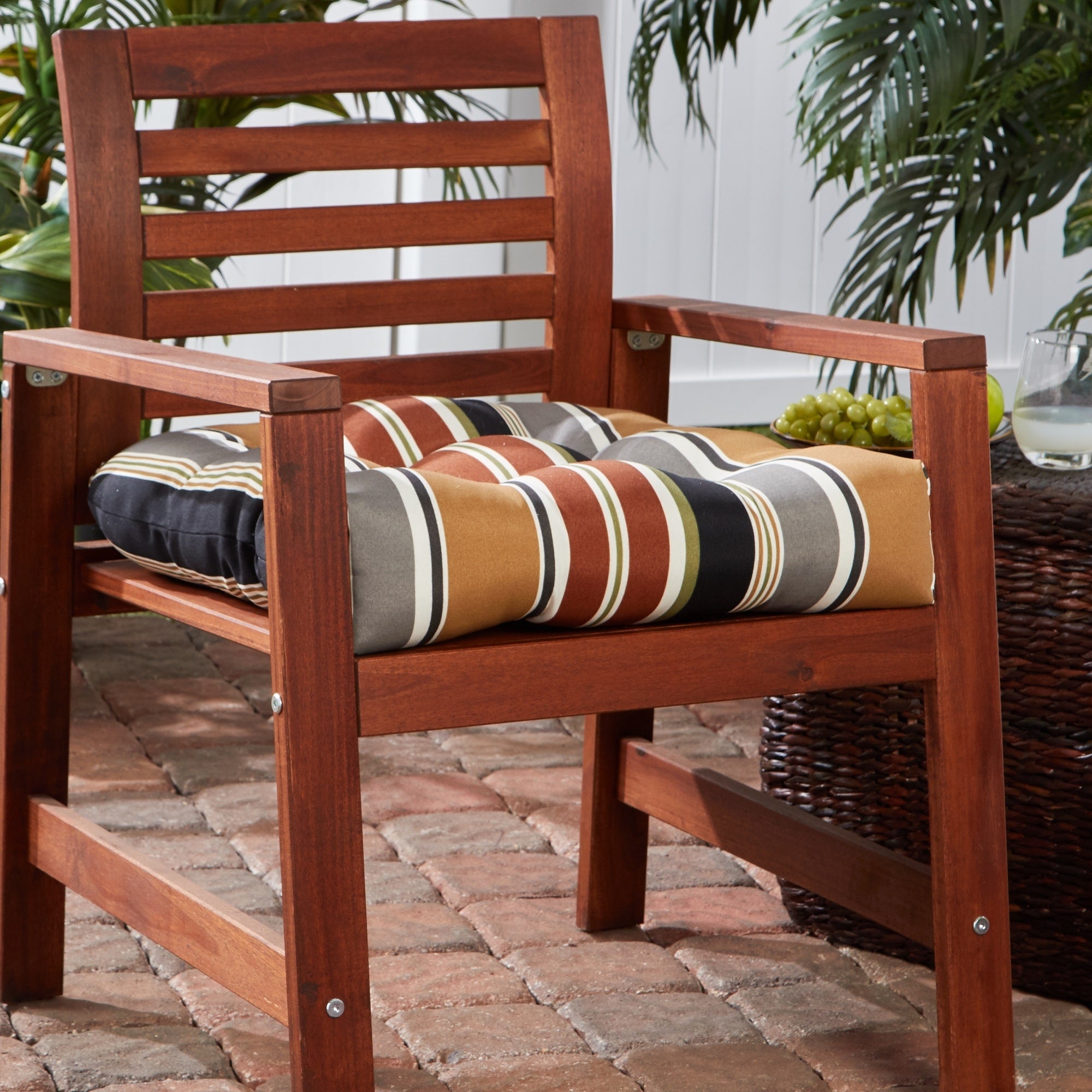 Brick Stripe 20 Inch Outdoor Dining Seat Cushion
