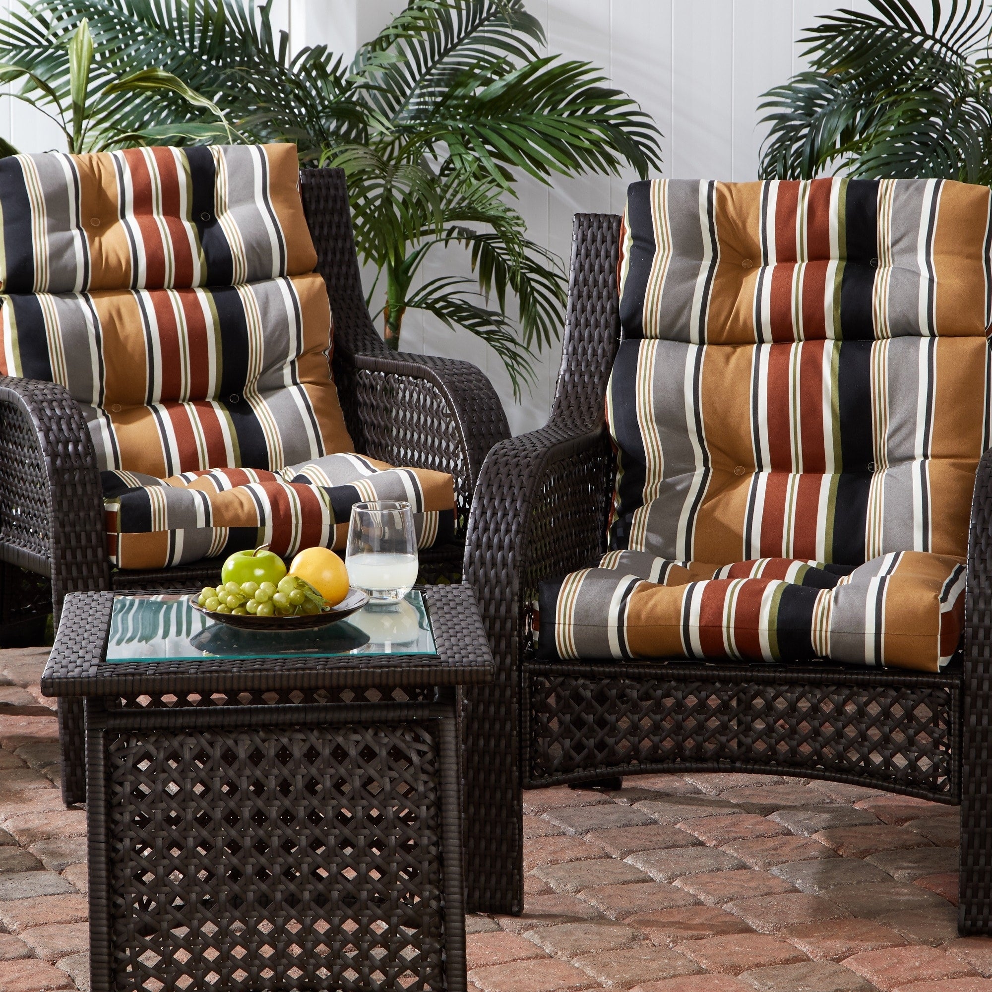 Brick Stripe 22 Inch X 44 Inch Outdoor High Back Chair Cushion Set Of 2