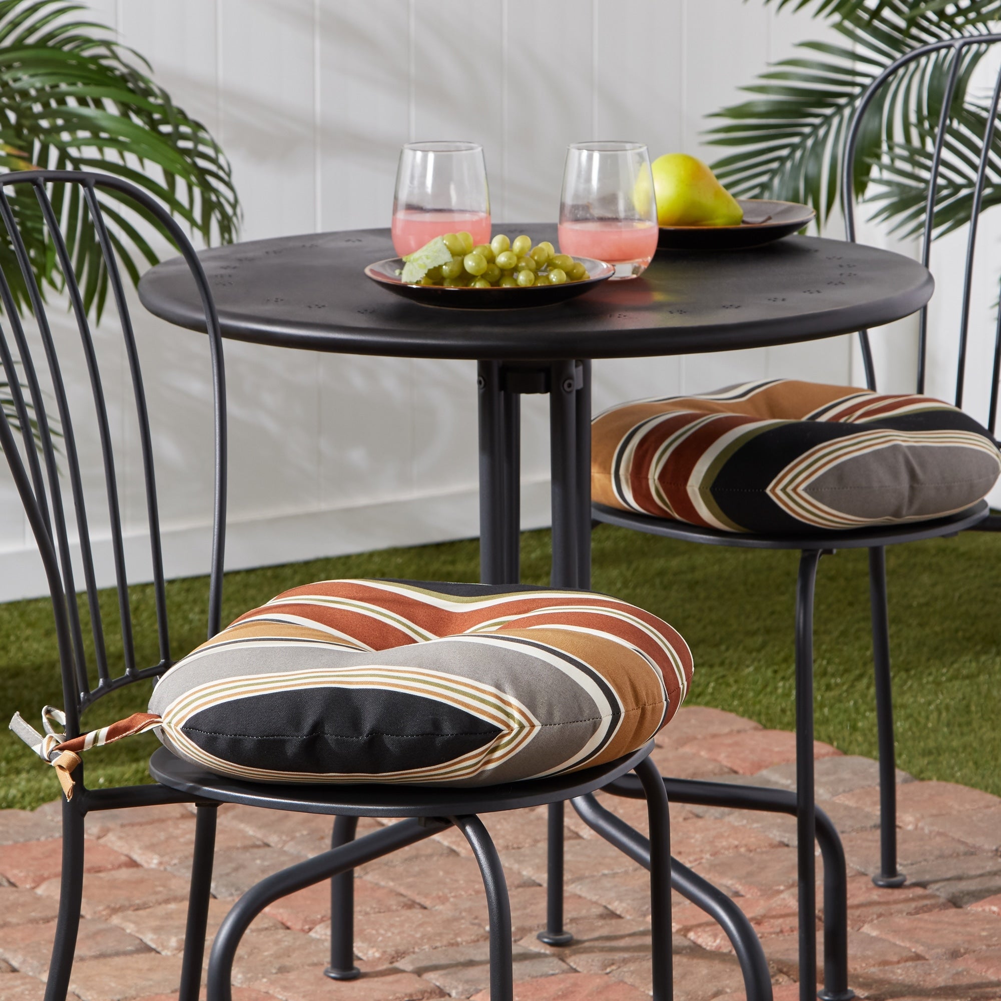 Brick Stripe Outdoor 15 Inch Bistro Chair Cushion Set Of 2
