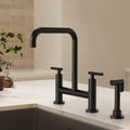 2 Handle Deck Mount Kitchen Faucet 2 Hole Bridge Kitchen Faucet With Side Sprayer