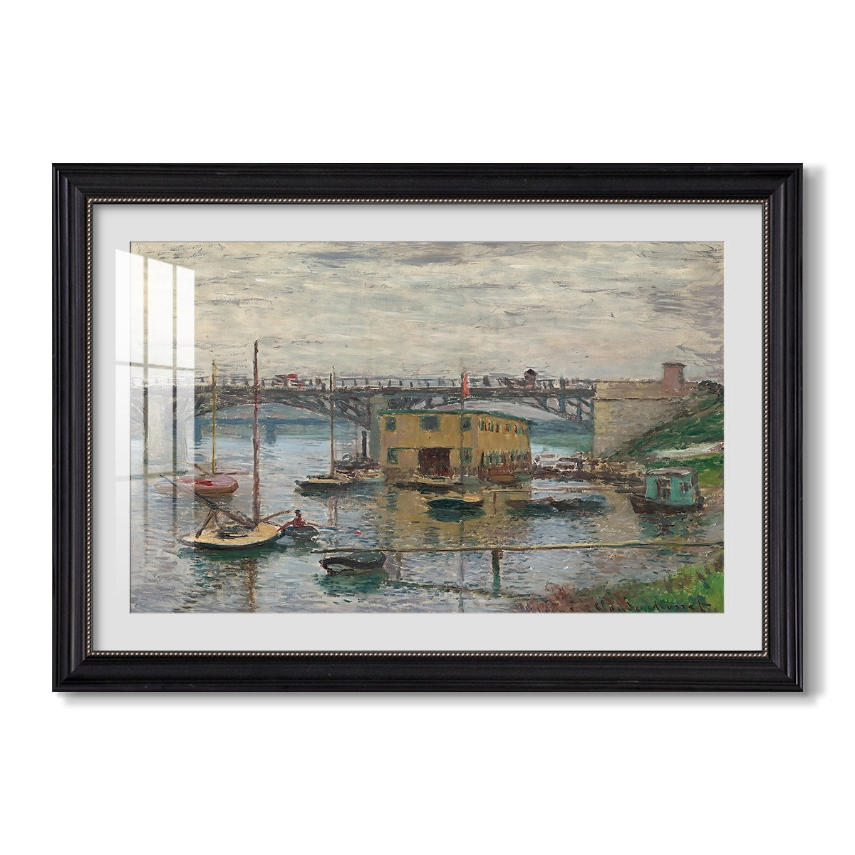 Bridge At Argenteuil On A Gray Day C 1876 Claude Monet Custom Framed Print