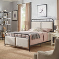 Bridgette Beige Upholstered Black Metal Queen Bed By Inspire Q Classic