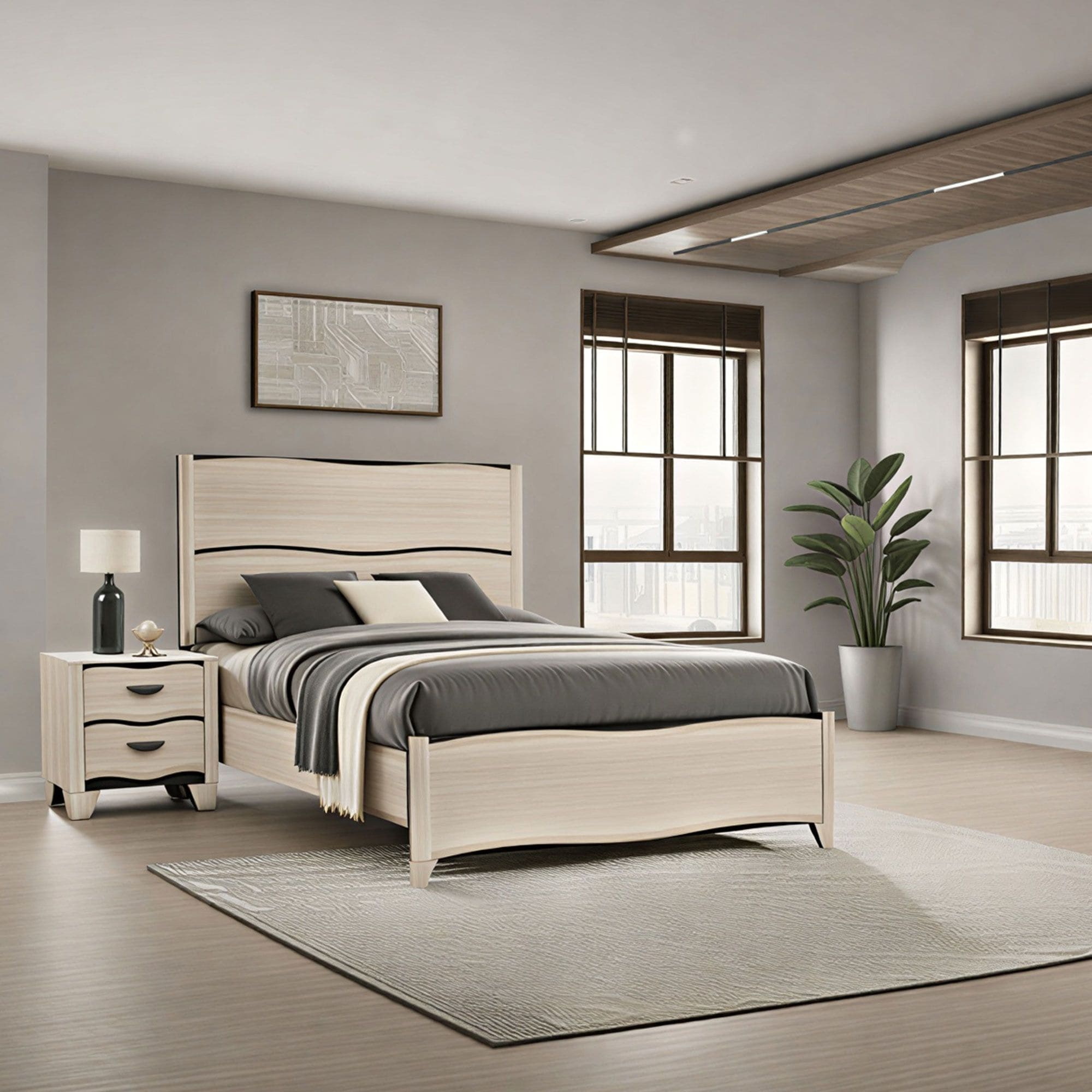 Brielle White Dark Brown 2 Piece King Bedroom Storage Set