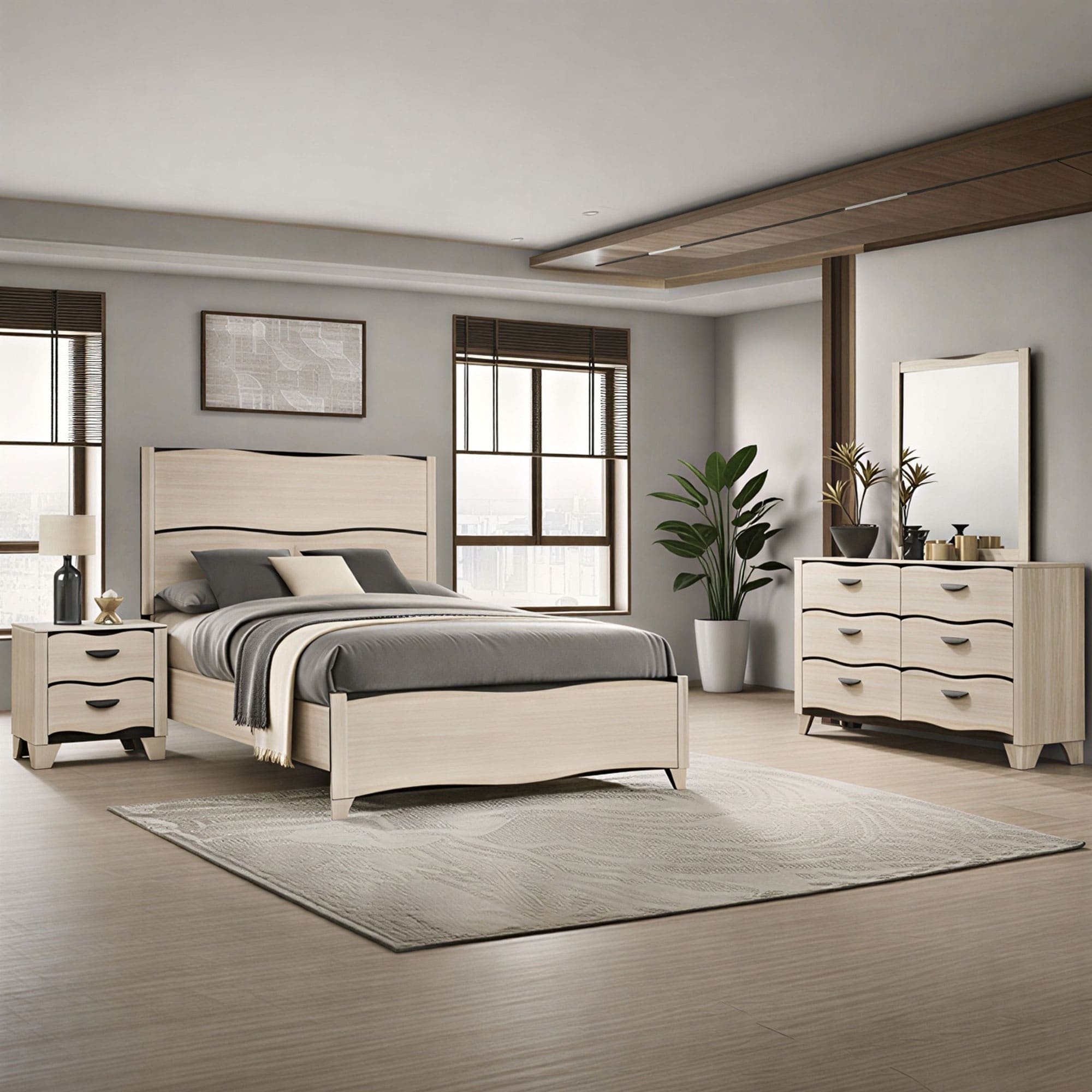 Brielle White Dark Brown 4 Piece King Bedroom Storage Set