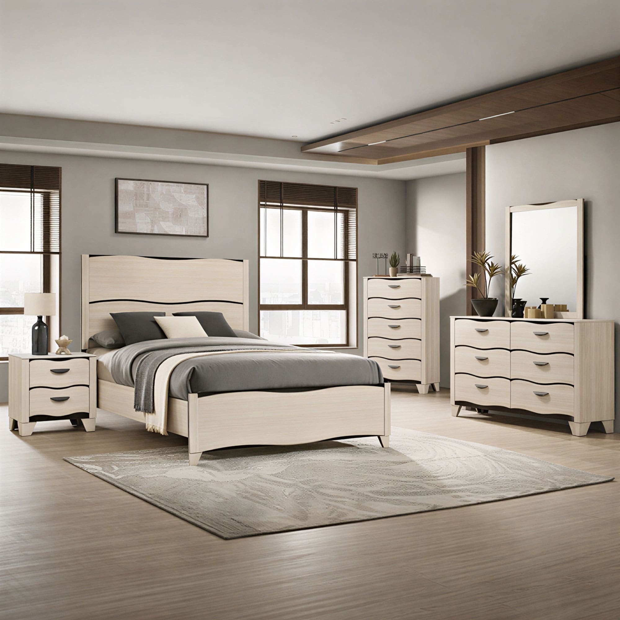 Brielle White Dark Brown 5 Piece King Bedroom Storage Set