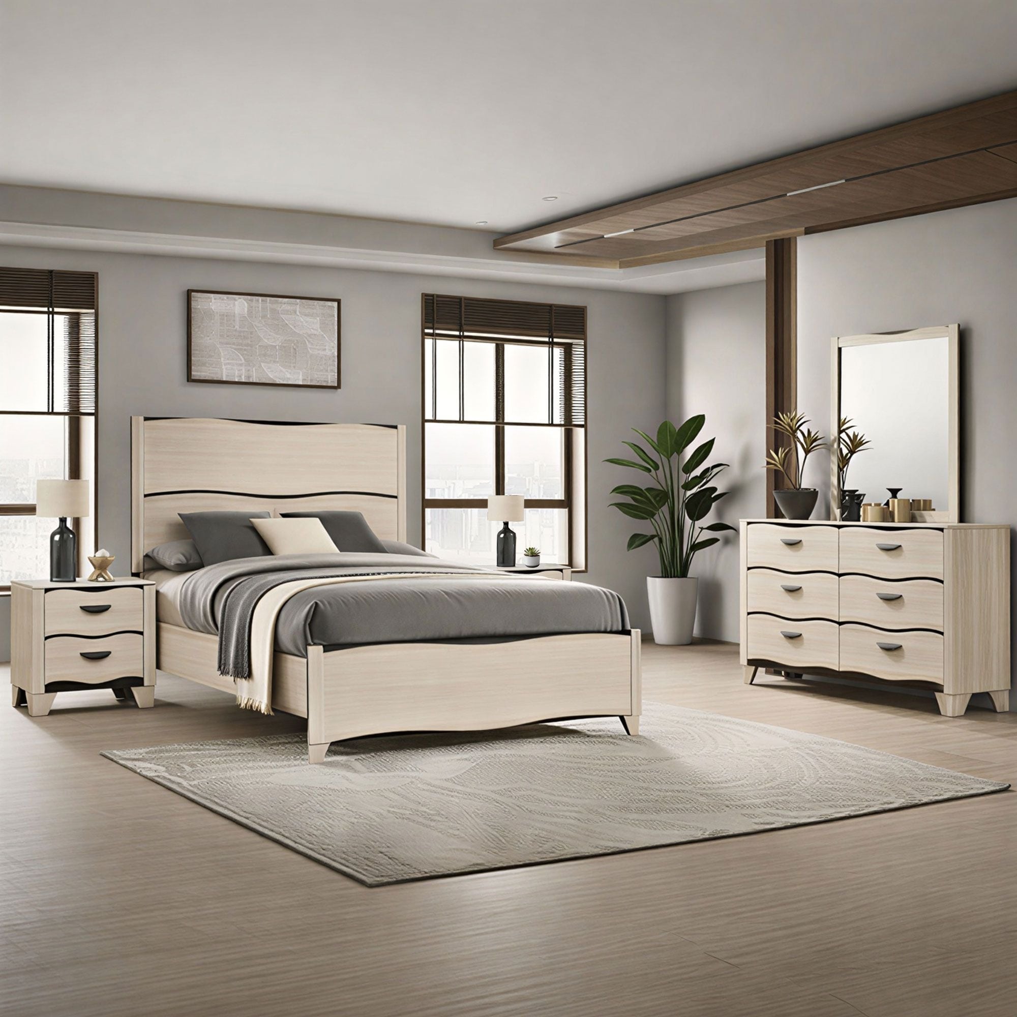 Brielle White Dark Brown 5 Piece King Bedroom Storage Set