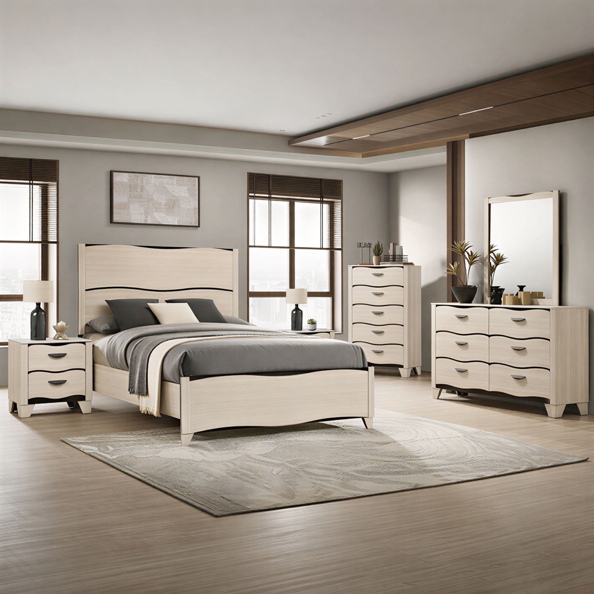 Brielle White Dark Brown 6 Piece King Bedroom Storage Set