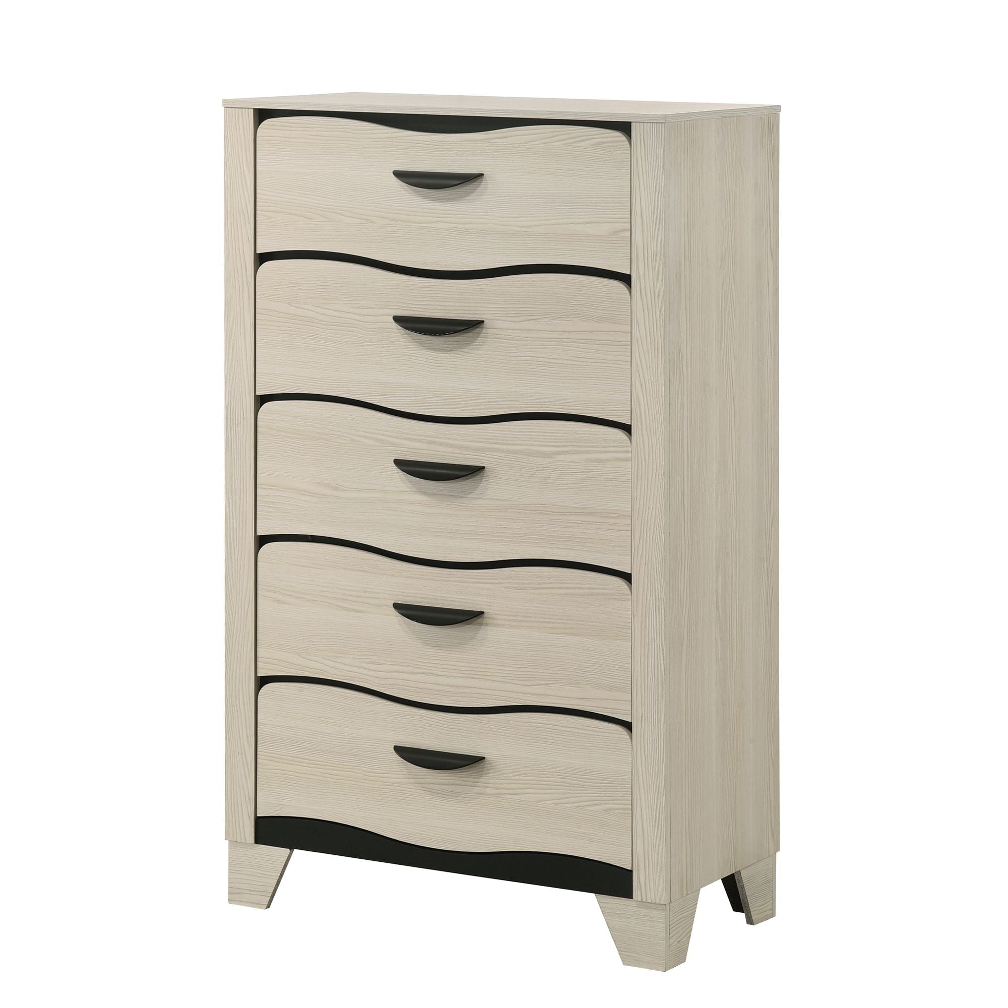 Brielle White Dark Brown Engineered Wood 5 Drawer Chest