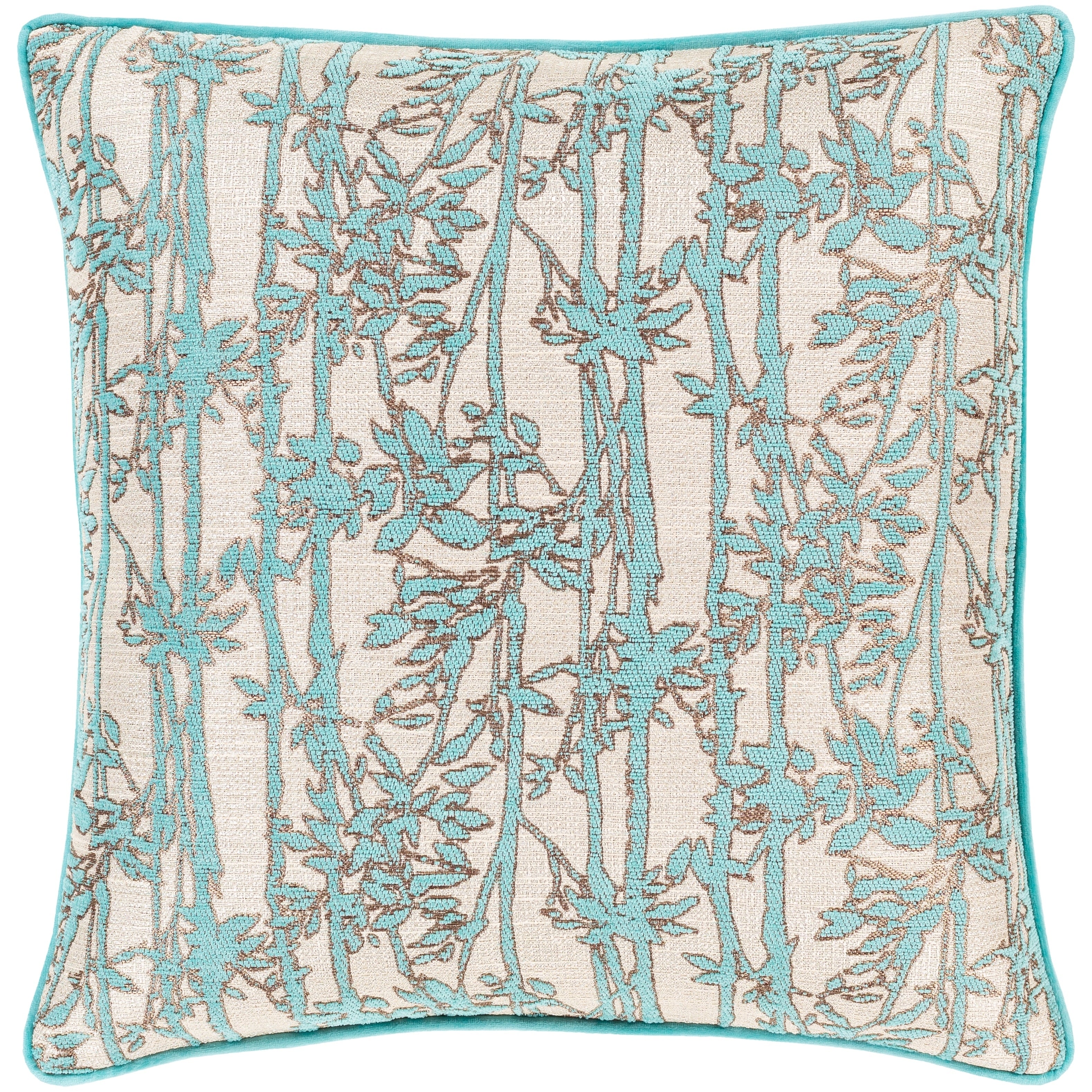 Brier Jacquard Floral 22 Inch Throw Pillow Cover