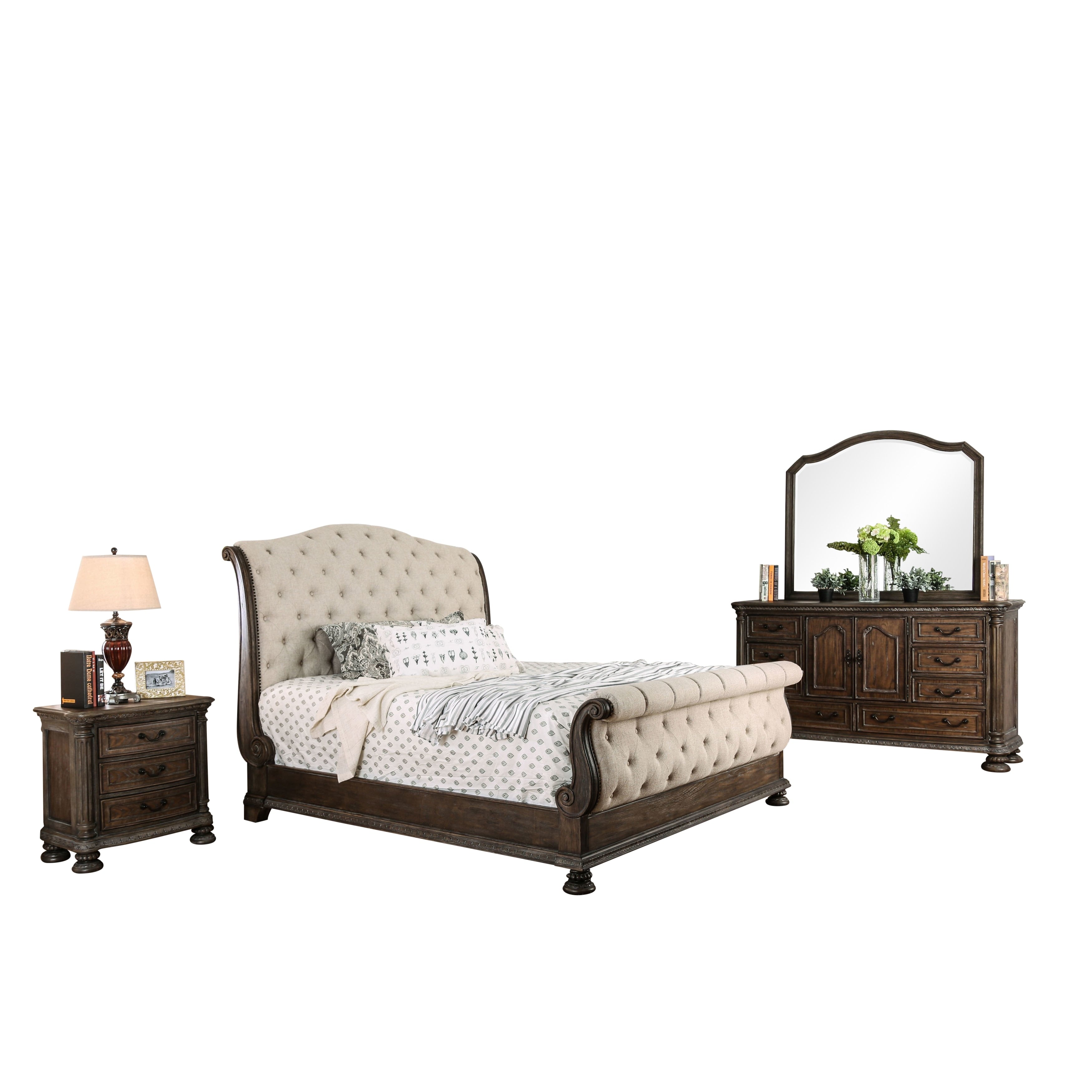 Brigette Iii Traditional Rustic Natural 4 Piece Bedroom Set By Foa