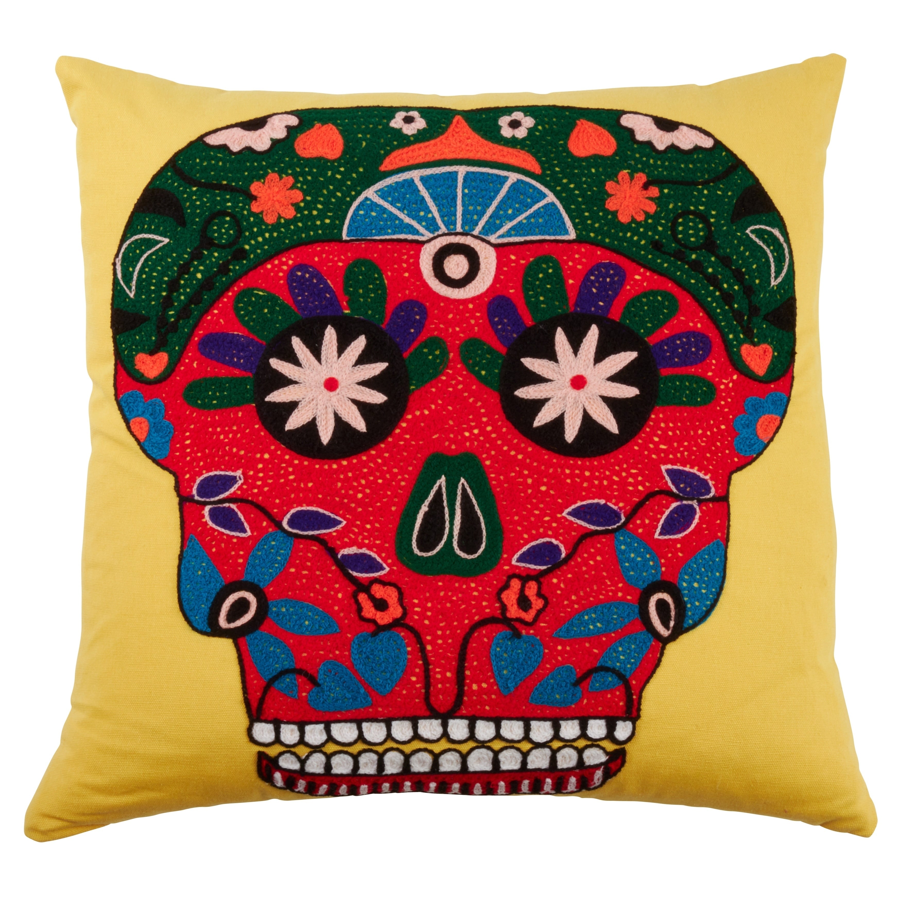 Bright Sugar Skull Design Pillow.