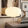 Brightech Callisto 11.02 In Integrated Led Glossy White Glass Modern Industrial Rounded Gradient Dimming Nightstand Desk Lamp