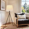 Brightech Forge 52 In. Classic Black Contemporary Modern 1 Light Led Color Adjusting Floor Lamp With Ivory Cotton Empire Shade