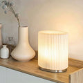 Brightech Lumi 7.36 In Led Frosted White Glass Modern Industrial Oval Cylinder Gradient Dimming Nightstand Desk Lamp
