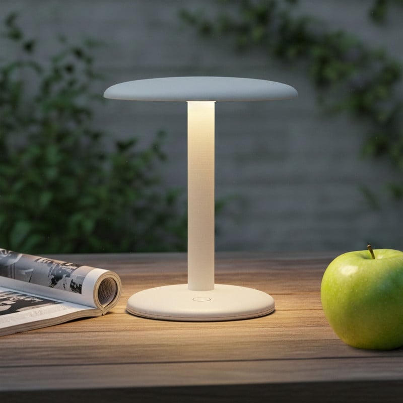Brightech Zeno 7.2 In. Ivory Cream Industrial Dimmable And Color Adjustable Integrated Led Portable Rechargeable Table Desk Lamp