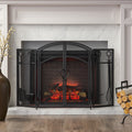Brightwell Modern Iron Folding Fireplace Screen With Door And Tools By Christopher Knight Home