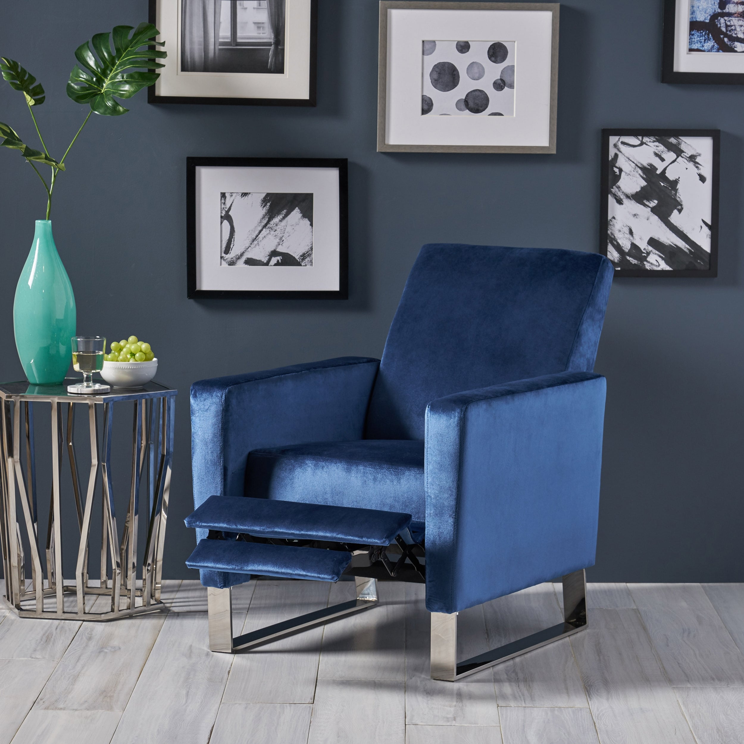 Christopher Knight Home Brightwood Blue Velvet Recliner