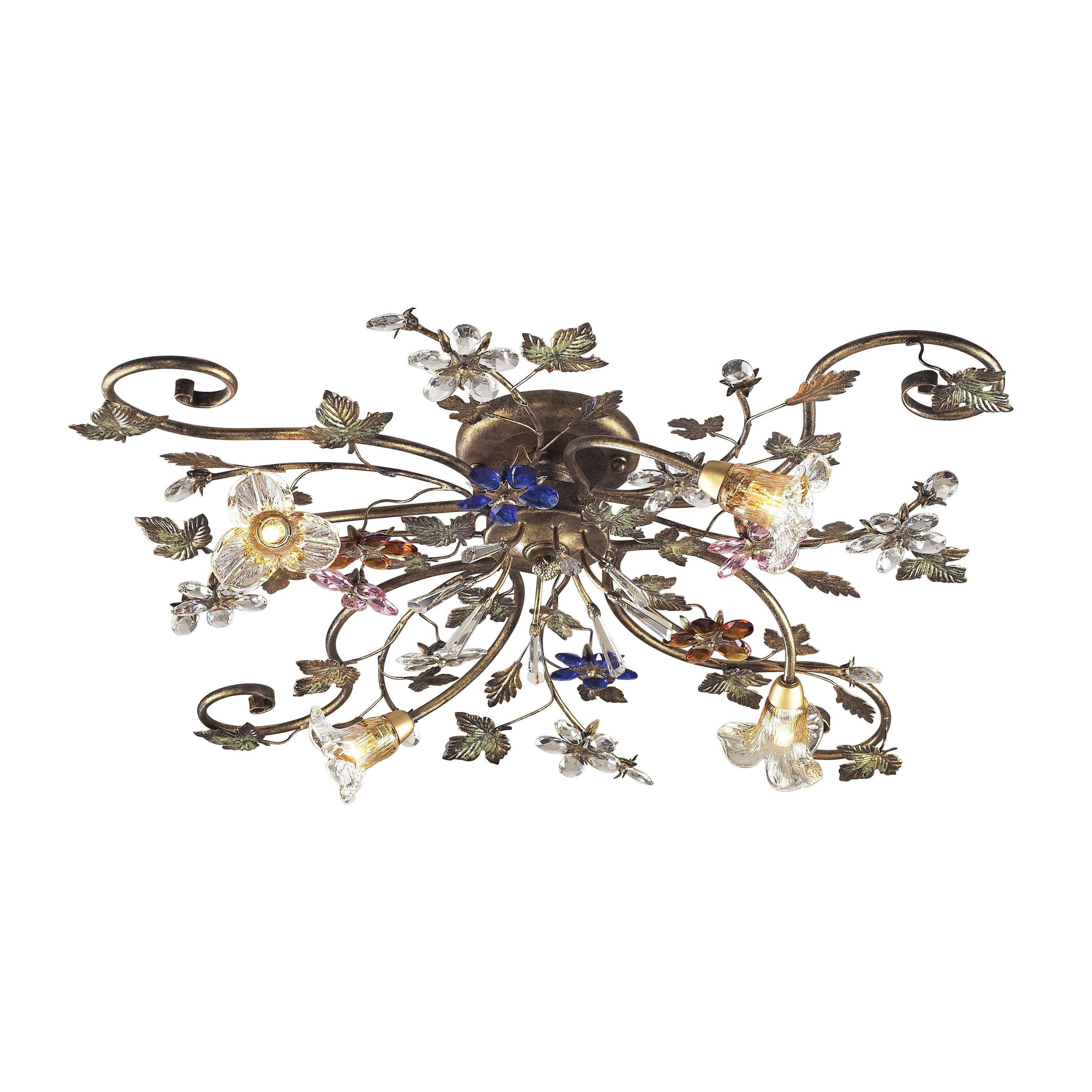 Brillare 36 Wide 4 Light Semi Flush Mount Bronzed Rust Golden Bronze 36 Inch W