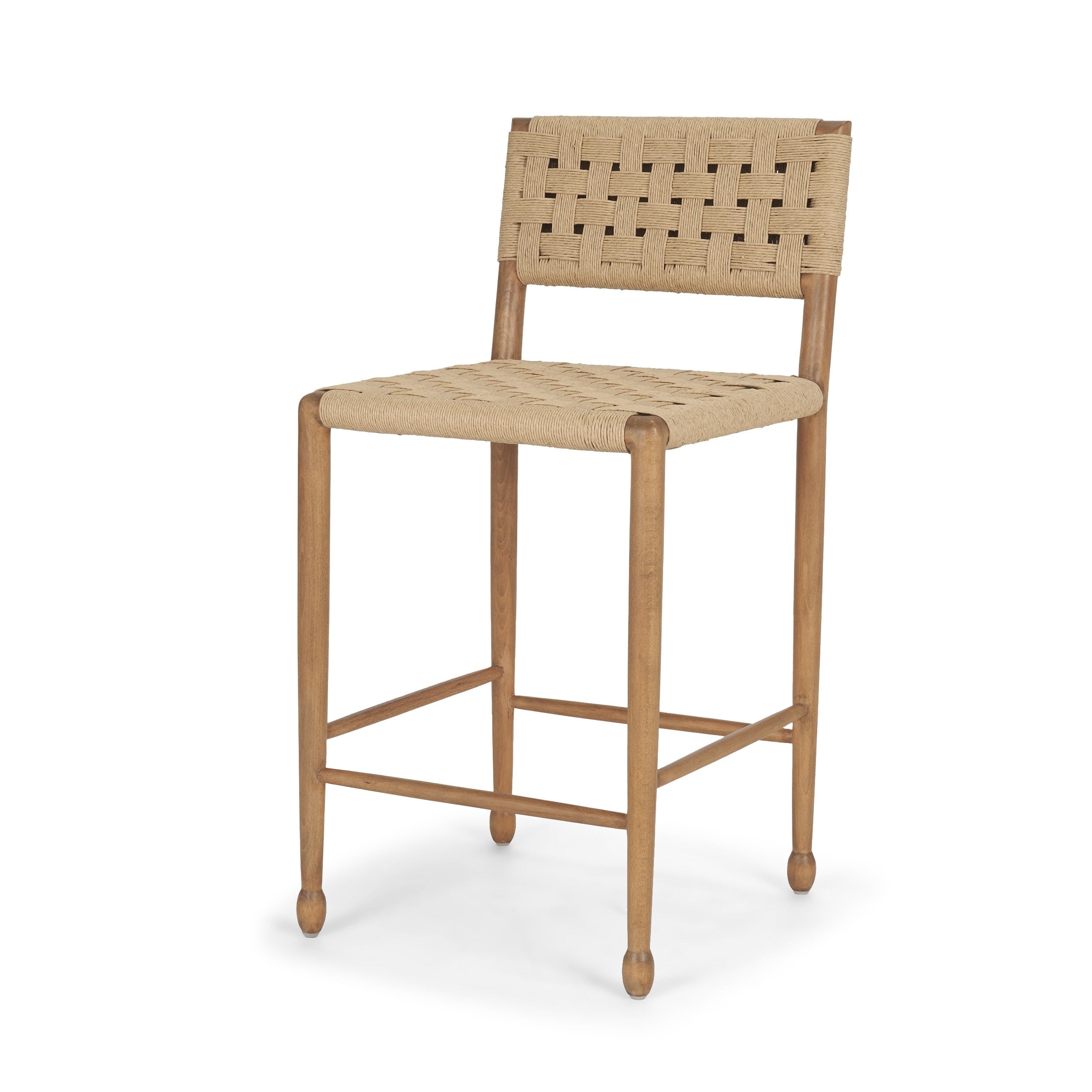 Brinley Woven Paper Rope W Brown Wood Frame Counter Stool 19.0L X 21.0W X 39.0H