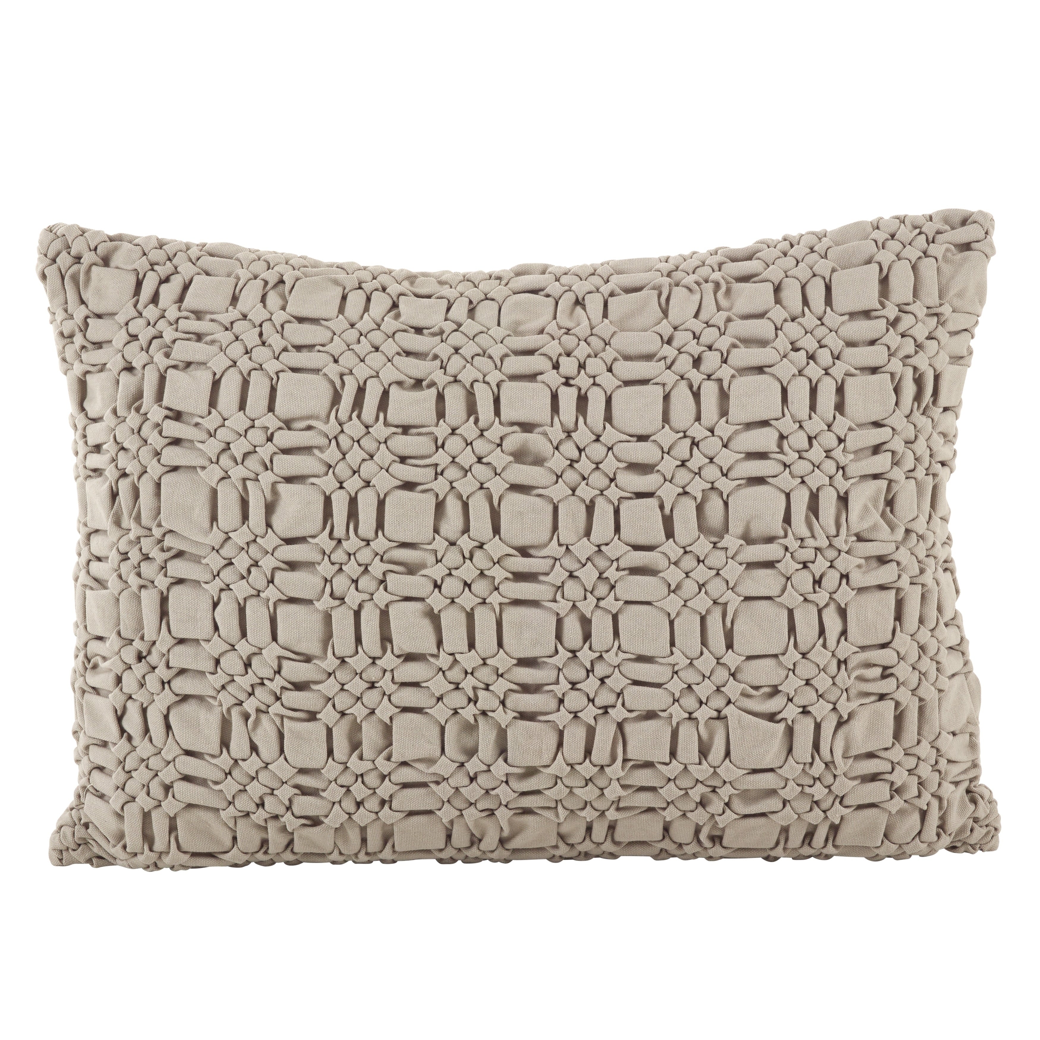 Brisbane Collection Smocked Design Down Filled Cotton Throw Pillow
