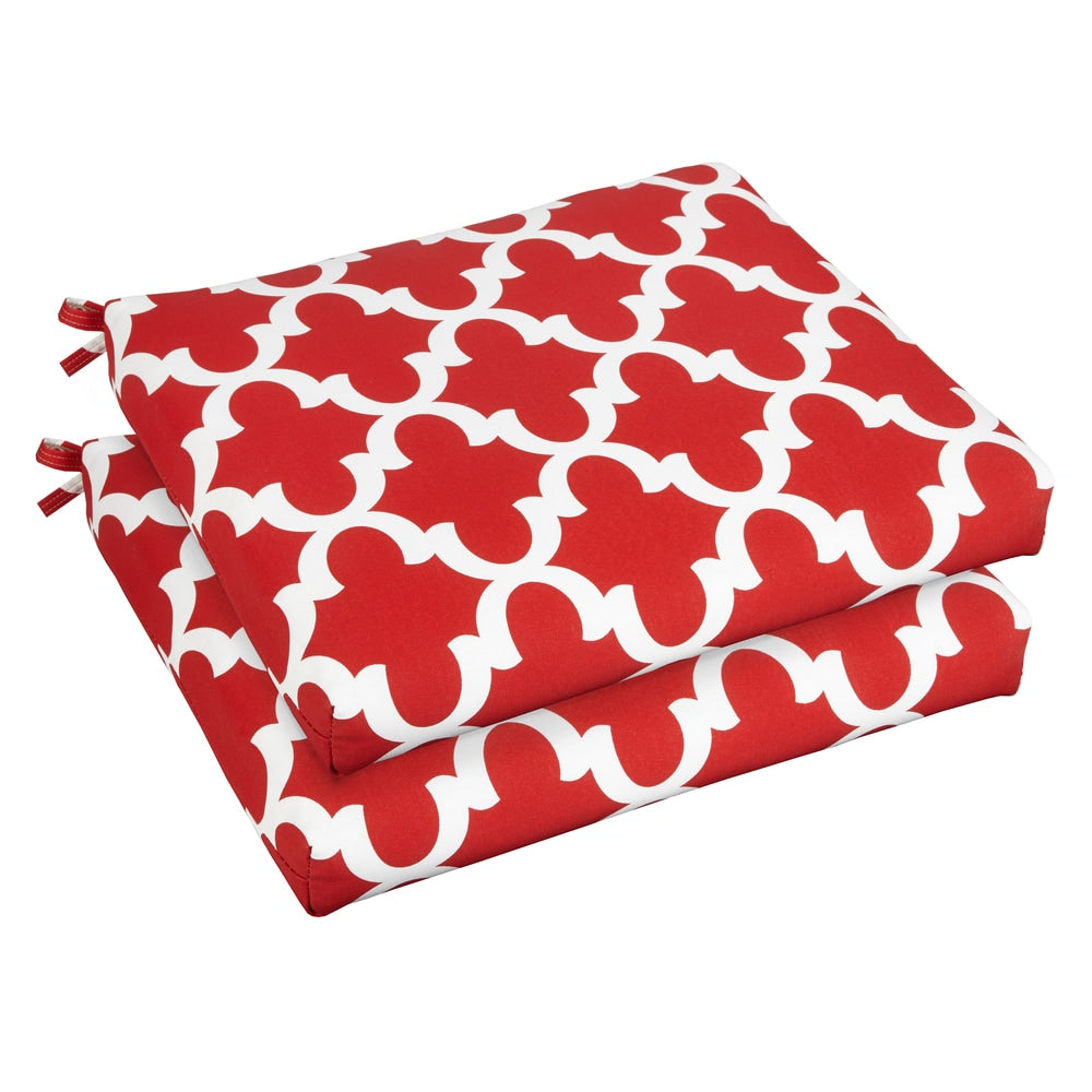 Bristol 19 Inch Indoor Outdoor Scalloped Red Chair Cushion Set