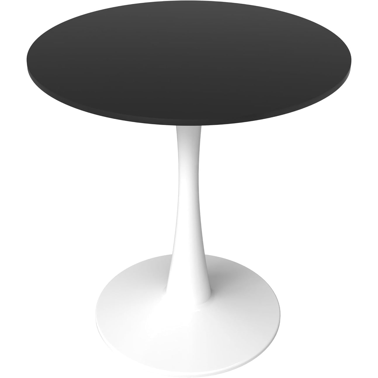 Bristol 28 Inch Mid Century Round Dining Table Modern Pedestal Base Kitchen Table Wood Top Steel Frame For Small Spaces