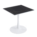 Bristol 35 Square Sintered Stone Dining Table Modern Heat Resistant Kitchen Table With Black White Steel Pedestal Base