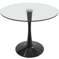 Bristol Modern Round Glass Dining Table With Black Iron Pedestal Base Sleek Circular Kitchen Table Multiple Sizes