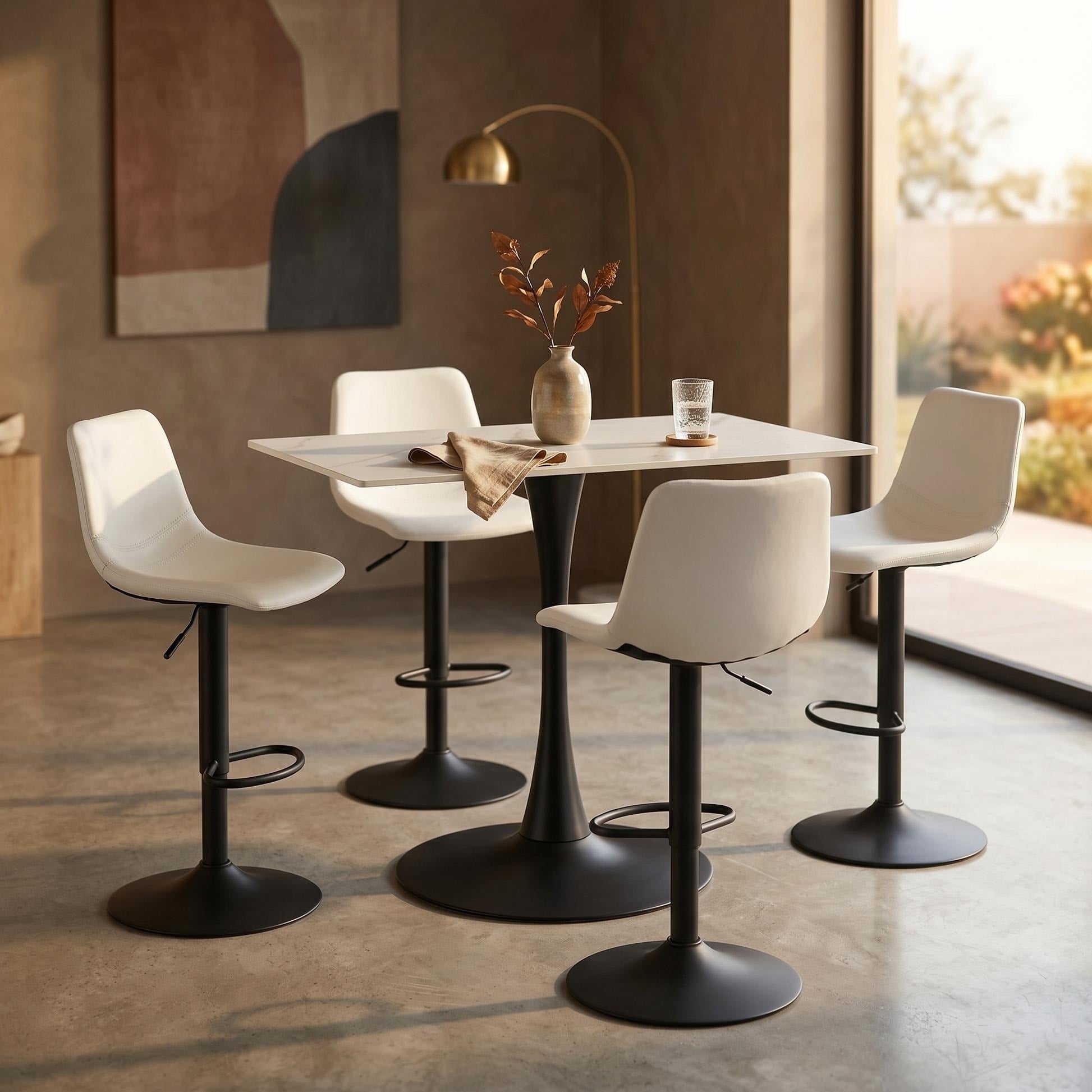 Bristol Sintered Stone Dining Table 35 Rectangular Modern Kitchen Table With Black Steel Pedestal Base Seats 4 6