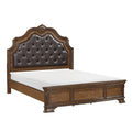 Brix Queen Size Sleigh Bed Classic Faux Leather Tufted Dark Brown