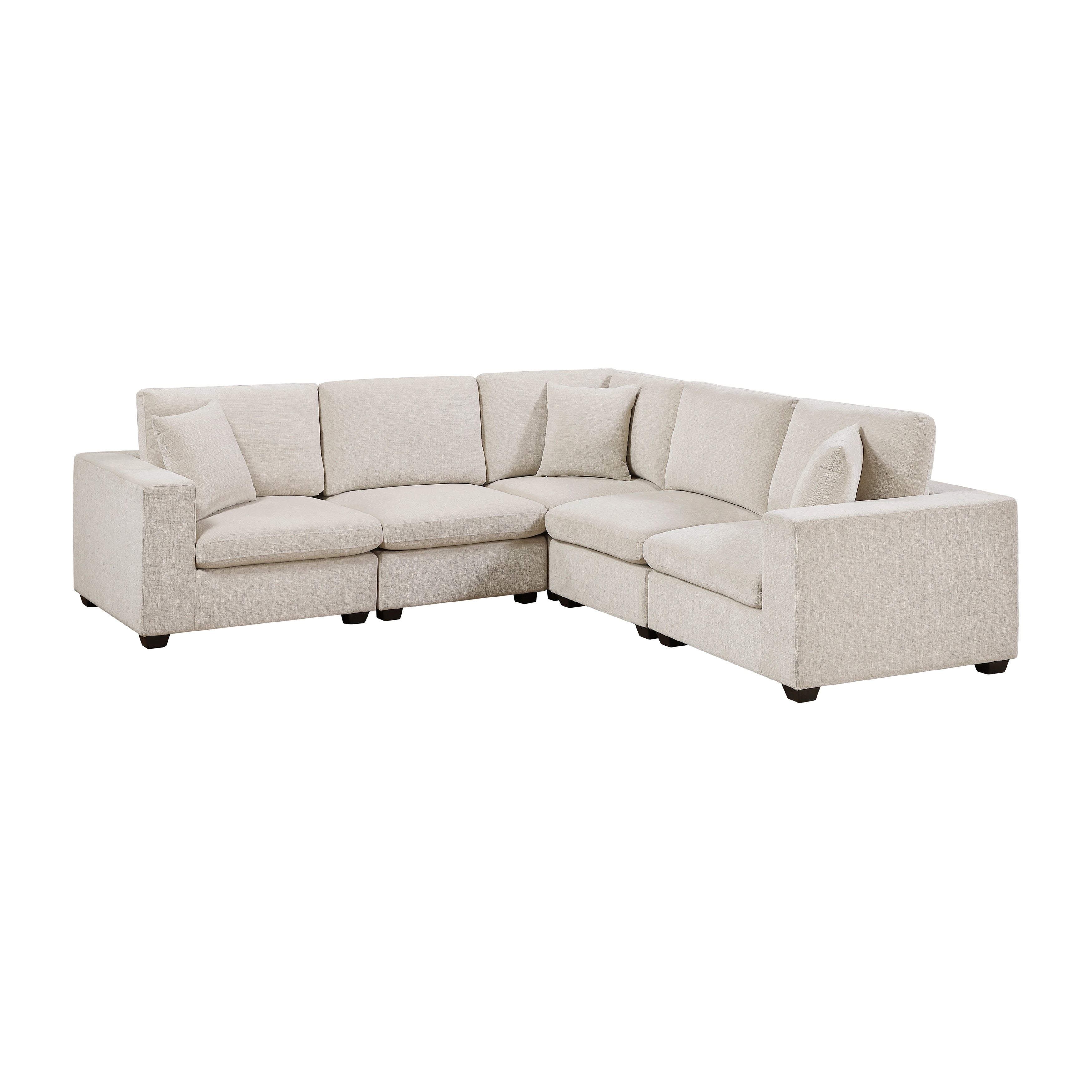 Brixton 118 Chenille 5 Piece Modular Sectional Sofa With Pillows
