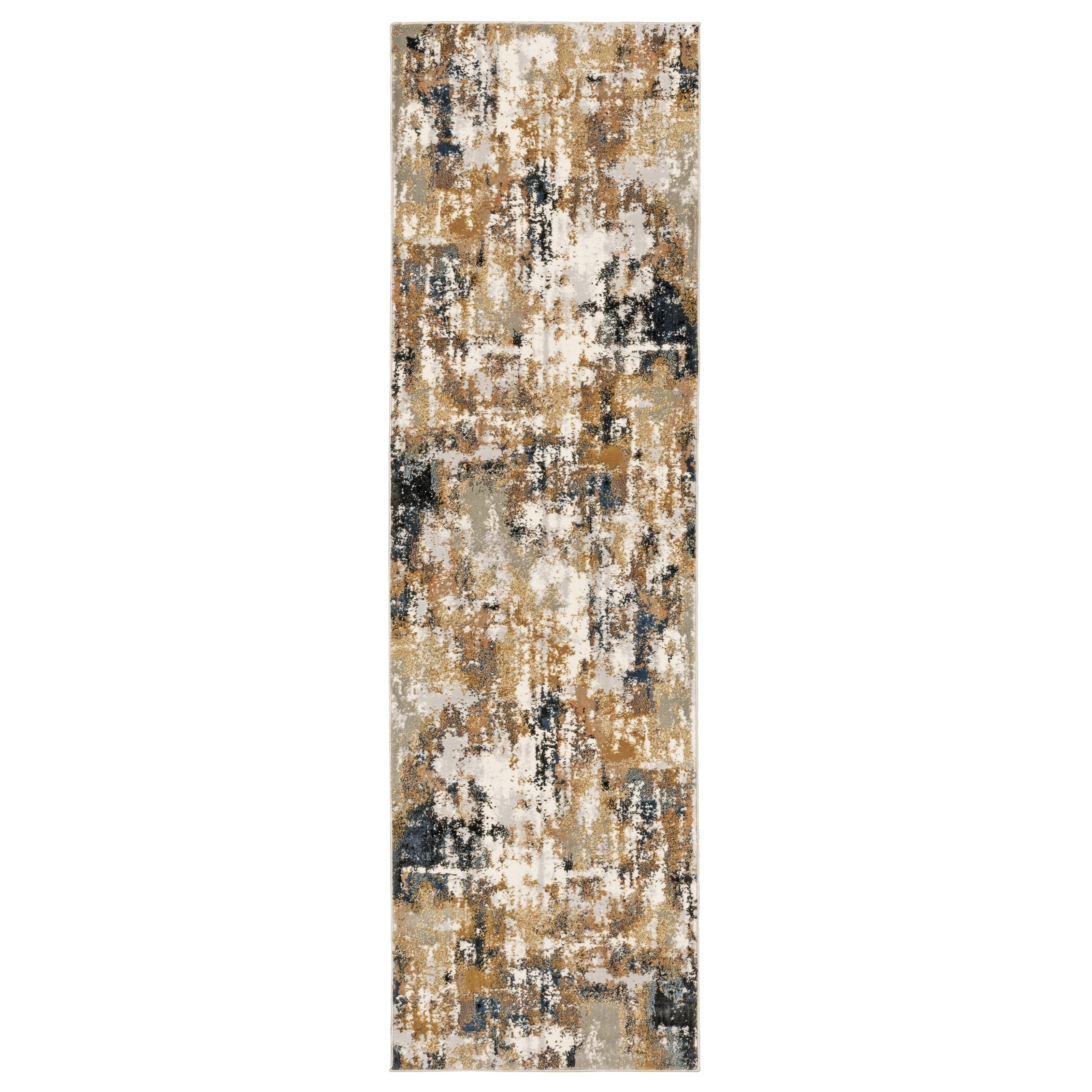 Brixton Hi Low Textured Distressed Abstract Grey Gold Area Rug