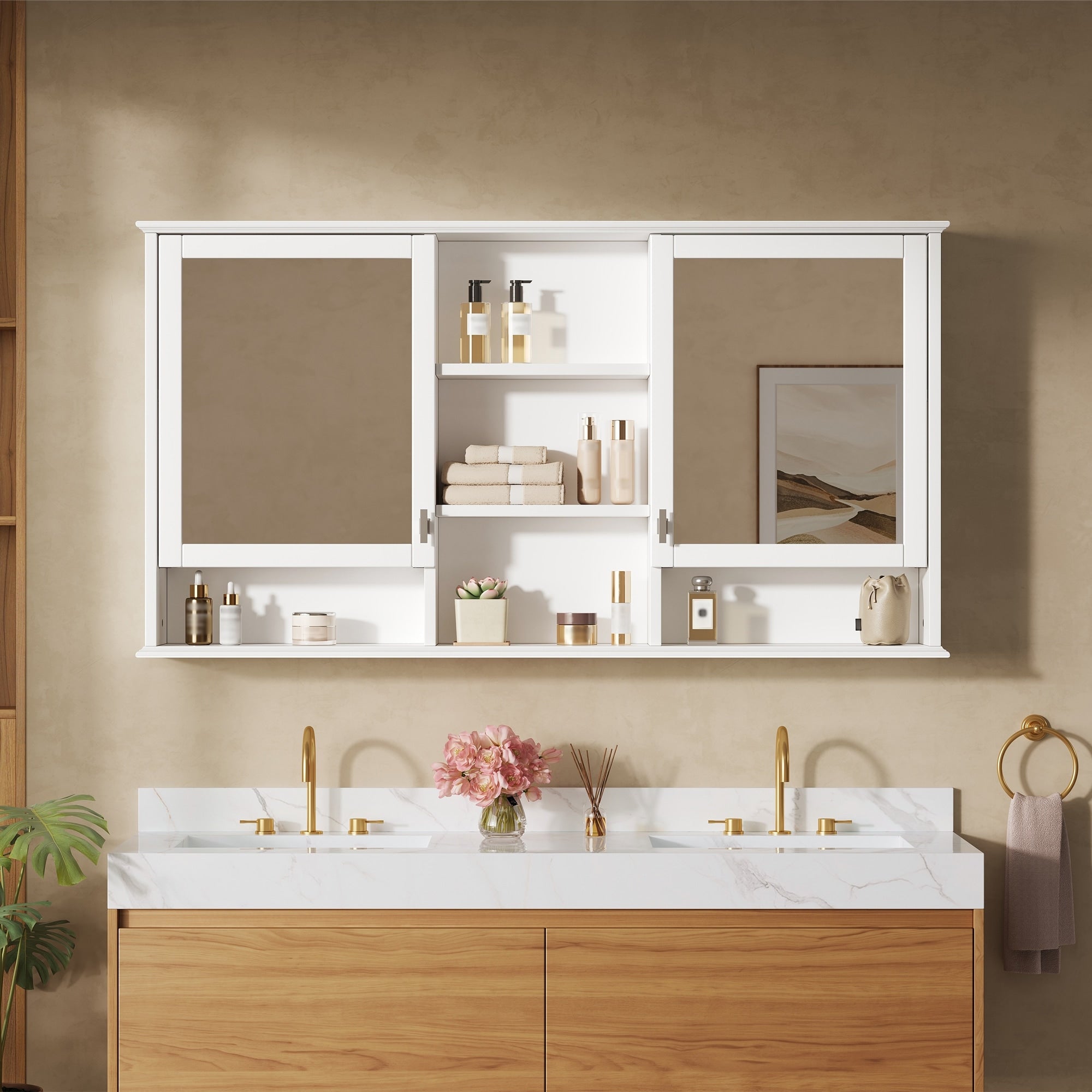 Brixton Modern Wall Mounted Mirror Medicine Cabinet With Adjustable Shelves Soft Close Hinges And Dual Hd Mirrors By Gdfstudio