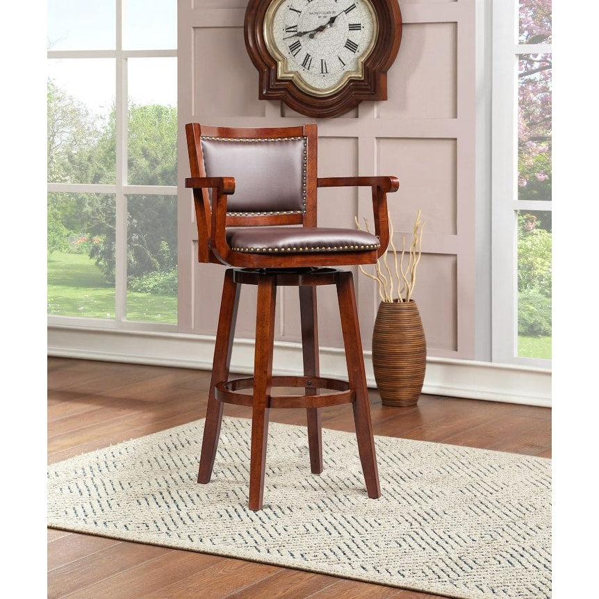 Broadmoor Extra Tall Cherry Brown Swivel Wood Stool