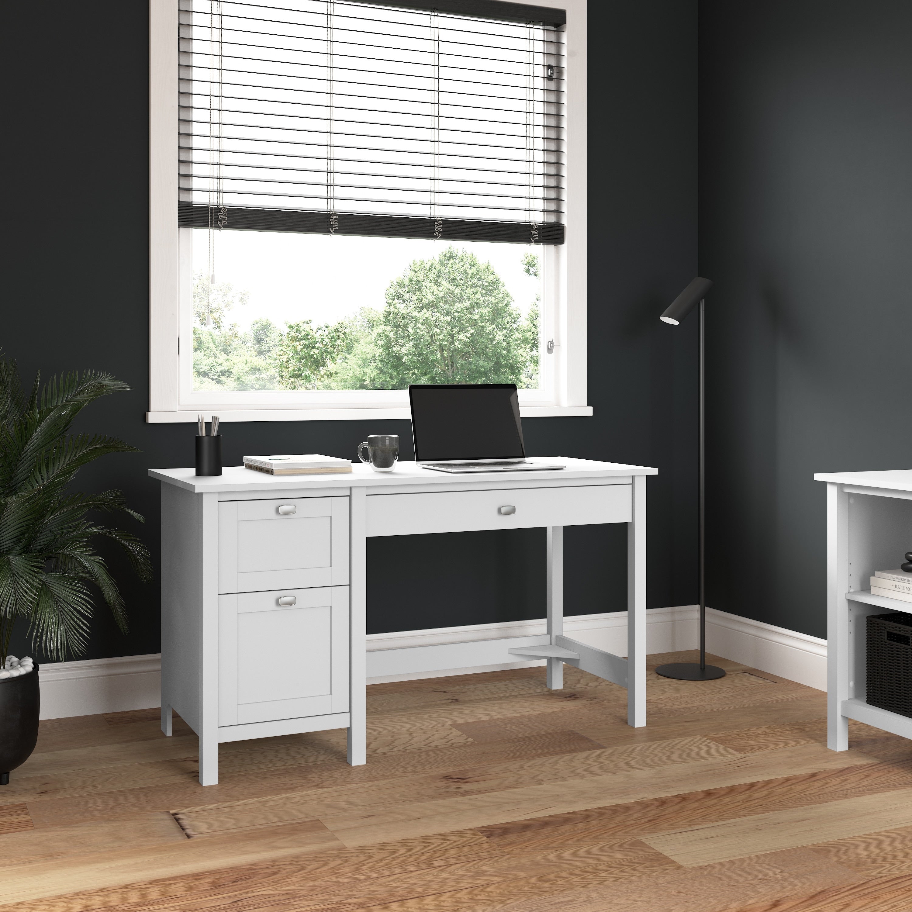 Porch Den Tatnall Computer Desk With Drawers In Pure White