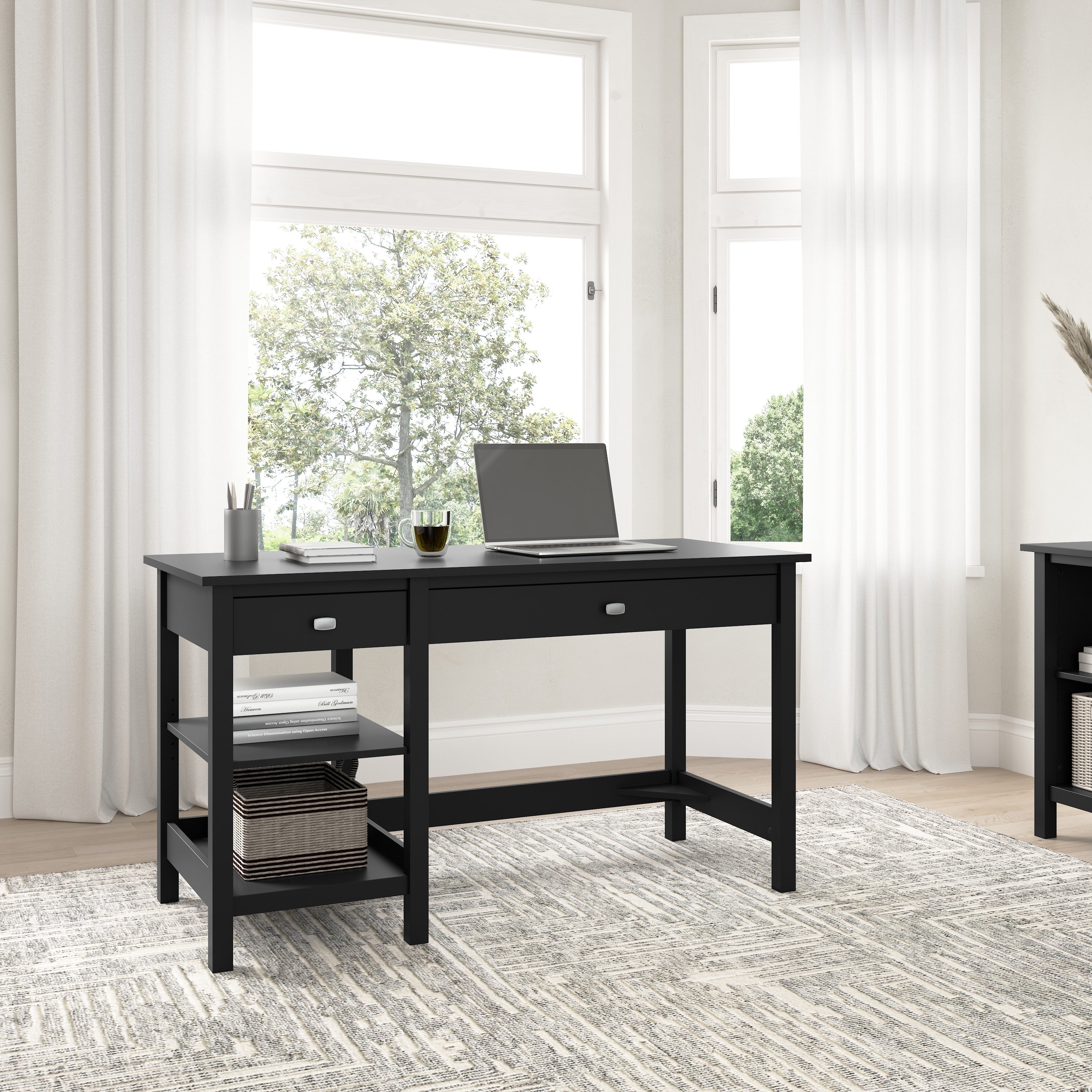 Broadview Computer Desk With Shelves By Bush Furniture In Espresso Oak