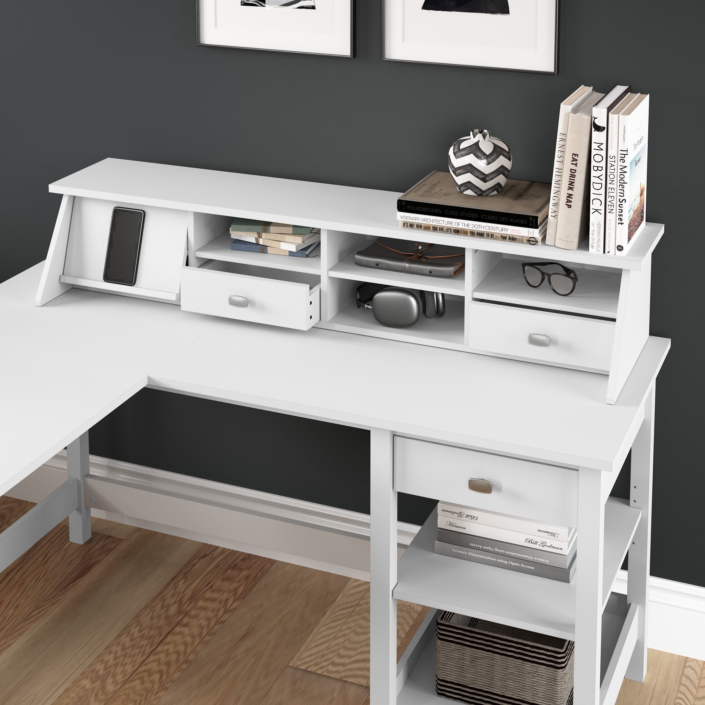 Porch Den Tatnall Desktop Organizer In Pure White