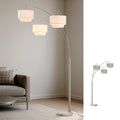 Homeglam Broadway 3 Light Arch Brushed Nickel Finish Floor Lamp With White Shades