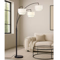 Homeglam Broadway Dark Bronze Finish Marble And Metal 3 Light Arch Floor Lamp