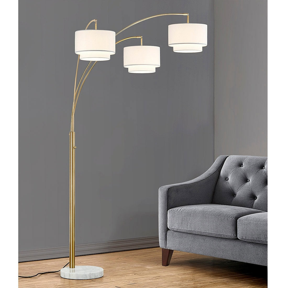Broadway 83 H 3 Light Arch Floor Lamp Antique Brass Finish
