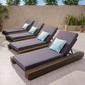Brodway Outdoor Acacia Wood Chaise Lounge And Cushion Sets Set Of 4 By Christopher Knight Home