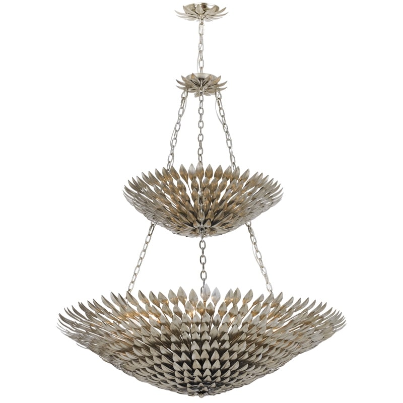 Crystorama Broche Collection 18 Light Antique Silver Chandelier