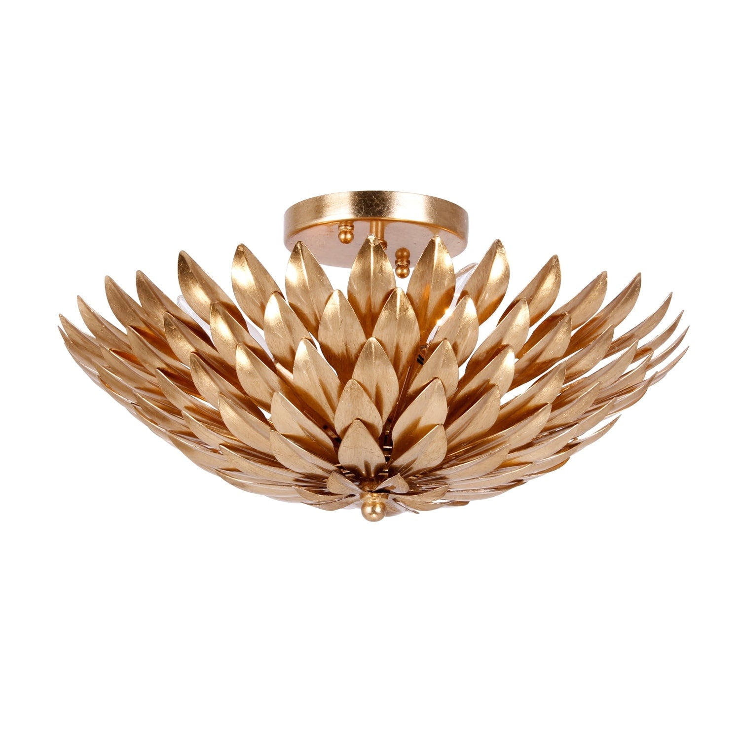 Crystorama Broche Collection 4 Light Antique Gold Flush Mount