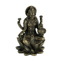 Bronze Finish Lakshmi Hindu Goddess On Lotus Figurine 3.25 X 2 X 2 Inches
