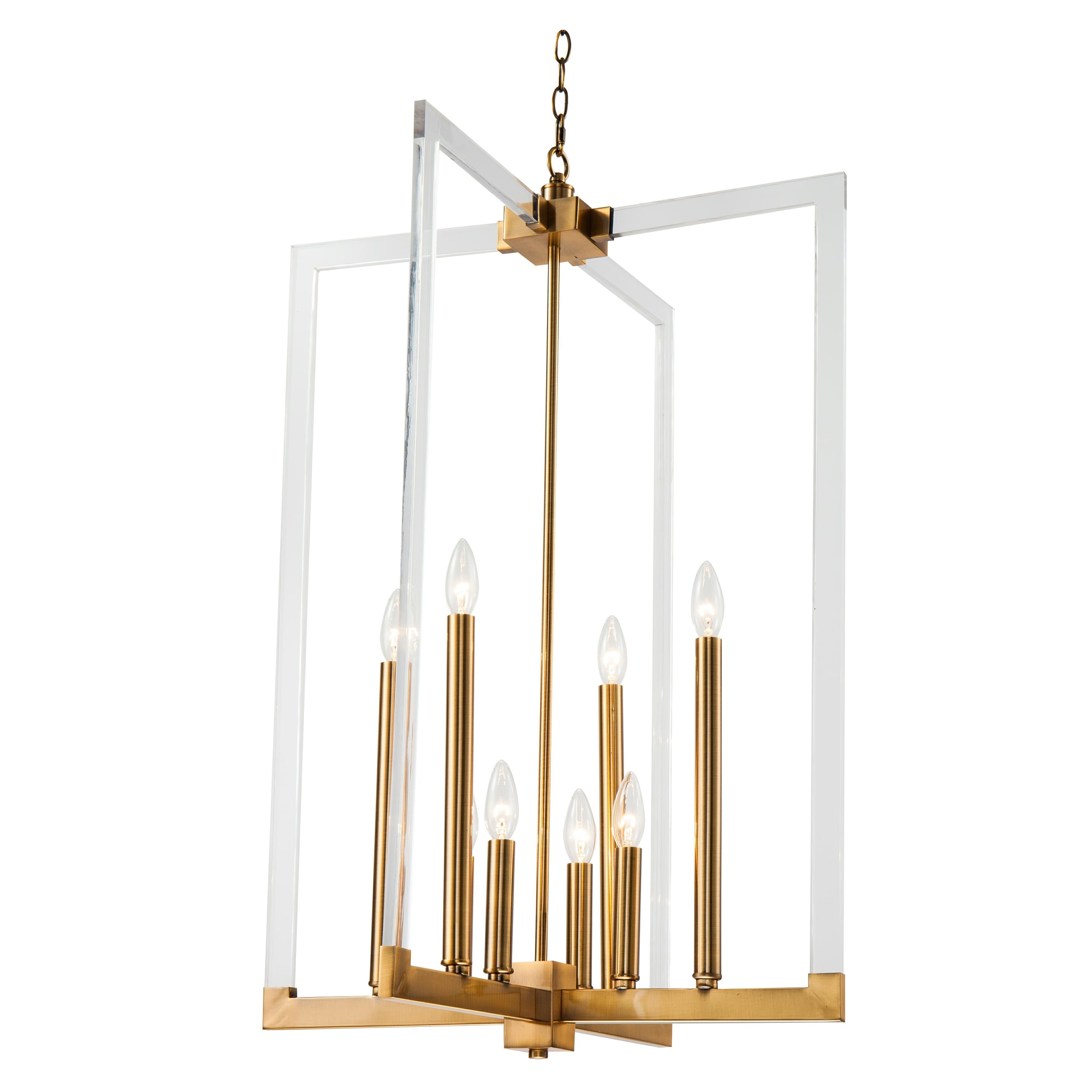 Bronze Iron Pendant Lighting With Clear Acrylic Arms