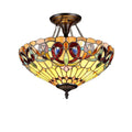 Chloe Tiffany Style Victorian Design 2 Light Bronze Flush Mount