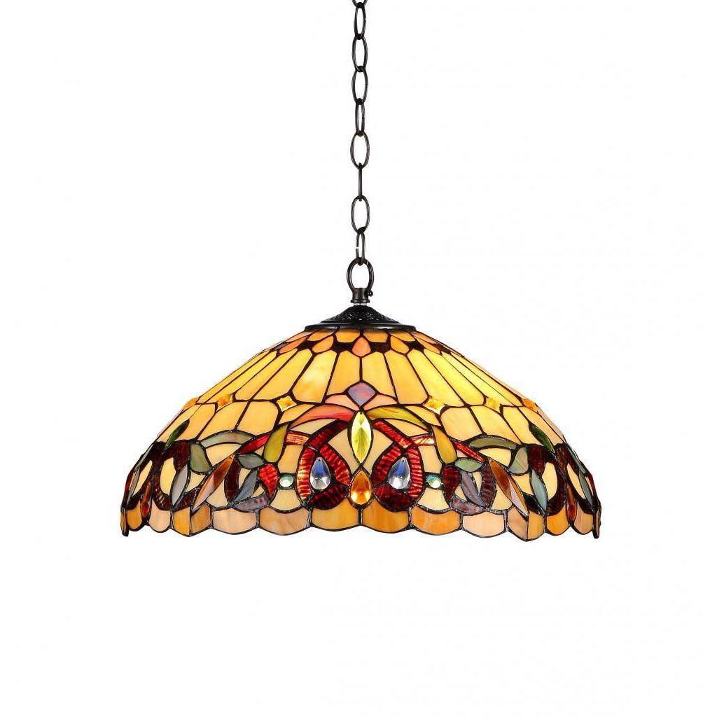 Chloe Tiffany Style Victorian Design 2 Light Bronze Pendant