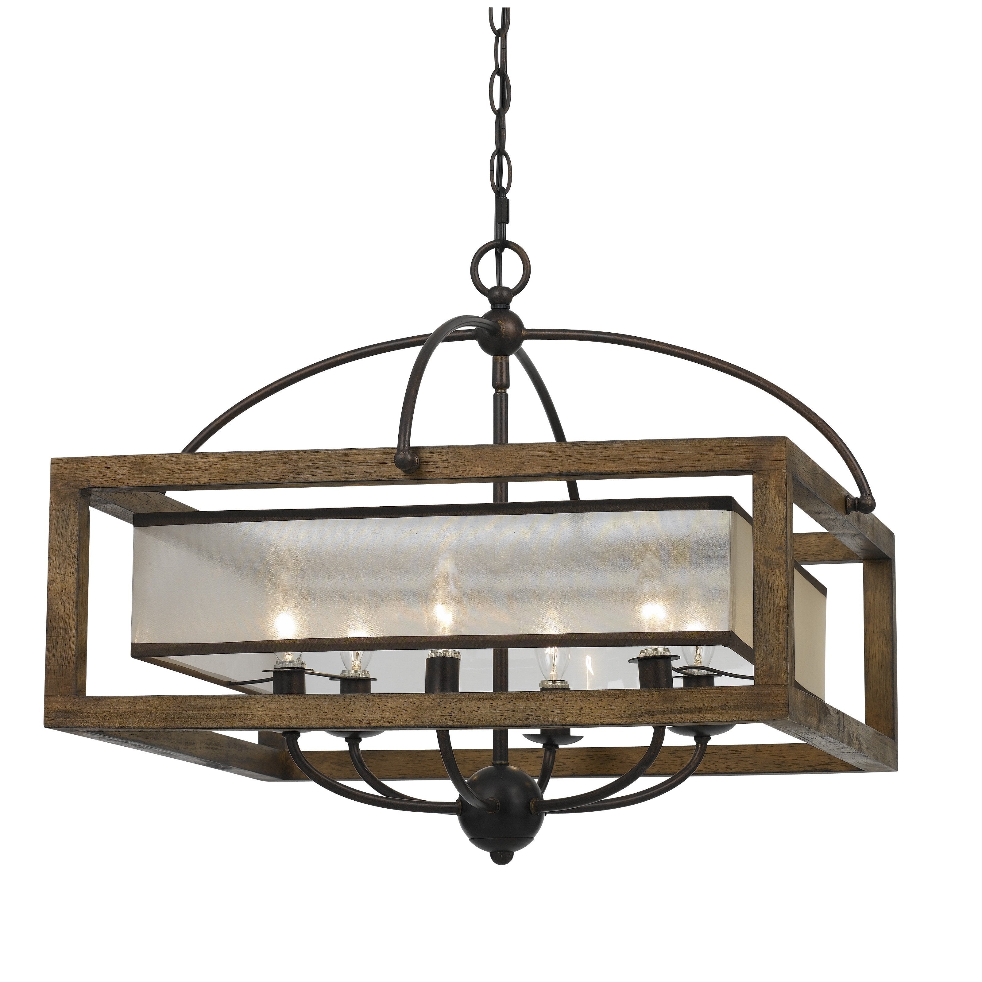 Bronze Finish 6 Light Square 60 Watt Chandelier