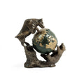 Bronzed Finished Bull Bear Fight Sculpture With Globe.
